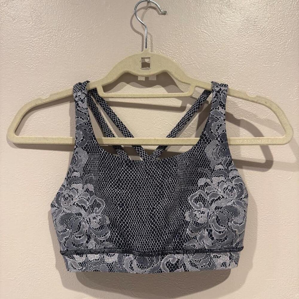 Lululemon Black & White Strappy Sports Bra